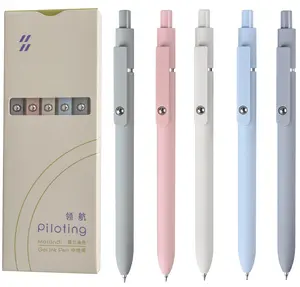 Morandi Gel Pens Set of 5, Quick Dry Black Ink Retractable Pens, 0.5mm Fine Point Smooth Writing Pens for School Supplies, Office Supplies, Home, Journaling, Note Taking, Planner, Diary, Teacher Gifts