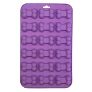 SodaPup Dogtastic Jelly Shots Silicone Mold - Bone Shape Tin Tin 9" x 5.5" x 0.5" Dishwasher Safe Purple Bowl/Dish