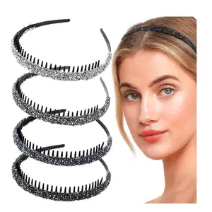 4PCS Rhinestone Headbands for Women & Girls – Sparkly Crystal Hair Bands with Teeth, Non-Slip Glitter Hair Hoops for Wedding, Party, Birthday & Fashion Accessories"