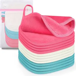 Ultra Soft Makeup Remover Cloth 12 Pack 6x6 Inch Reusable Microfiber Towels for All Skin Types Hypoallergenic Quick-Drying Multicolor