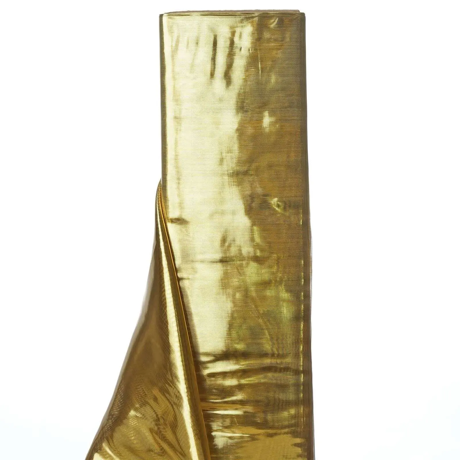 Shiny Metallic Gold Polyester Lame Fabric Bolt - 54"x10 Yards DIY Craft Roll for Prom Dresses, Runners, Hanging Decor, Backdrops, Draping Tables