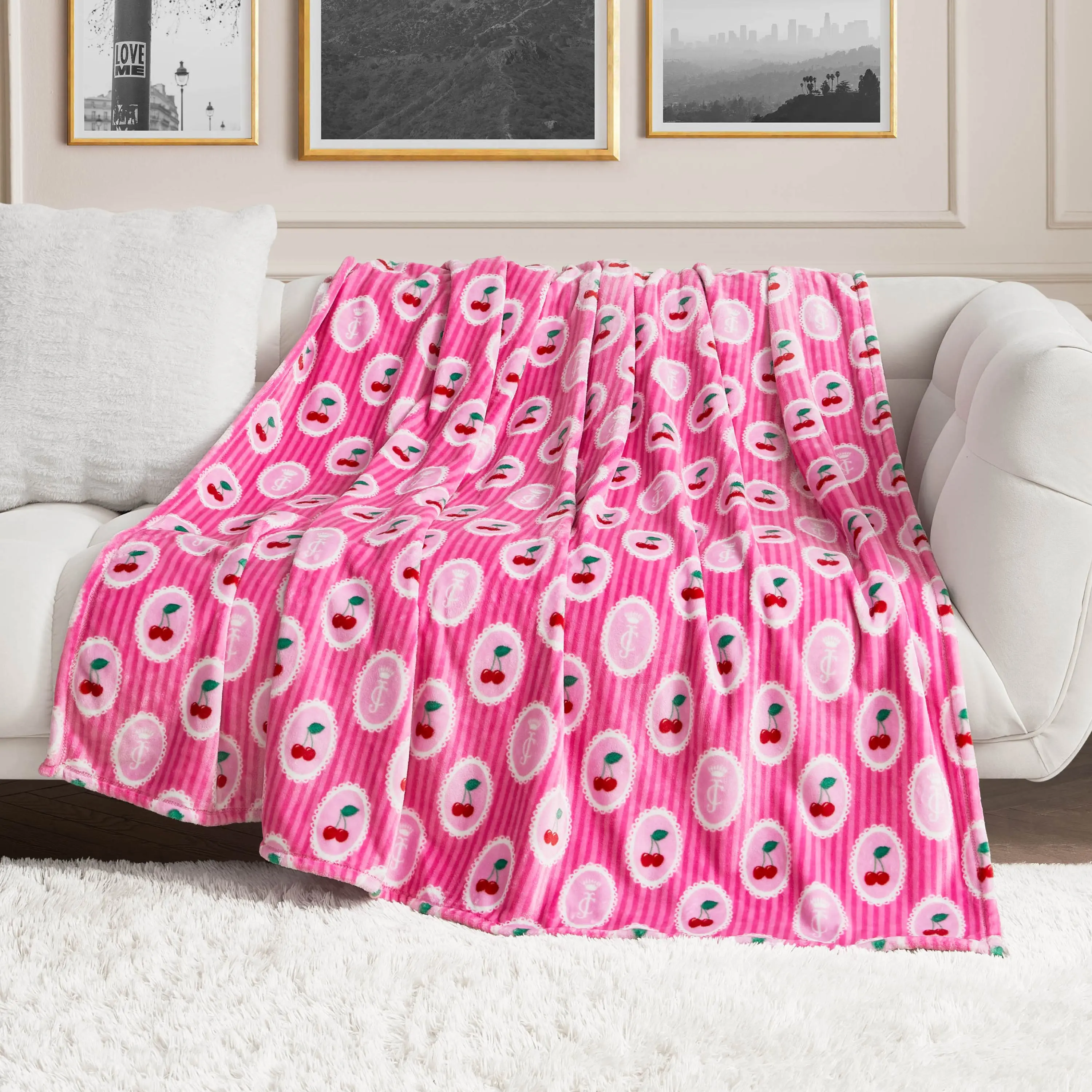 Juicy Couture Plush Oversized Throw Blanket, 60" x 90"