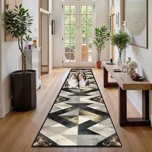 Geometric Pattern Kitchen Boho Runner Rug, 1 Count Non-slip Soft Floor Mat, Rectangle Home Decor Carpet, Boho Area Rug for Kitchen Living Room Bedroom Entrance, Boho Style Rug, Bohemian Style Rugs