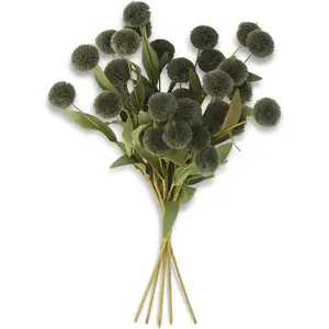13 Inch Green Pompom Pick w/Green Eva Leaves