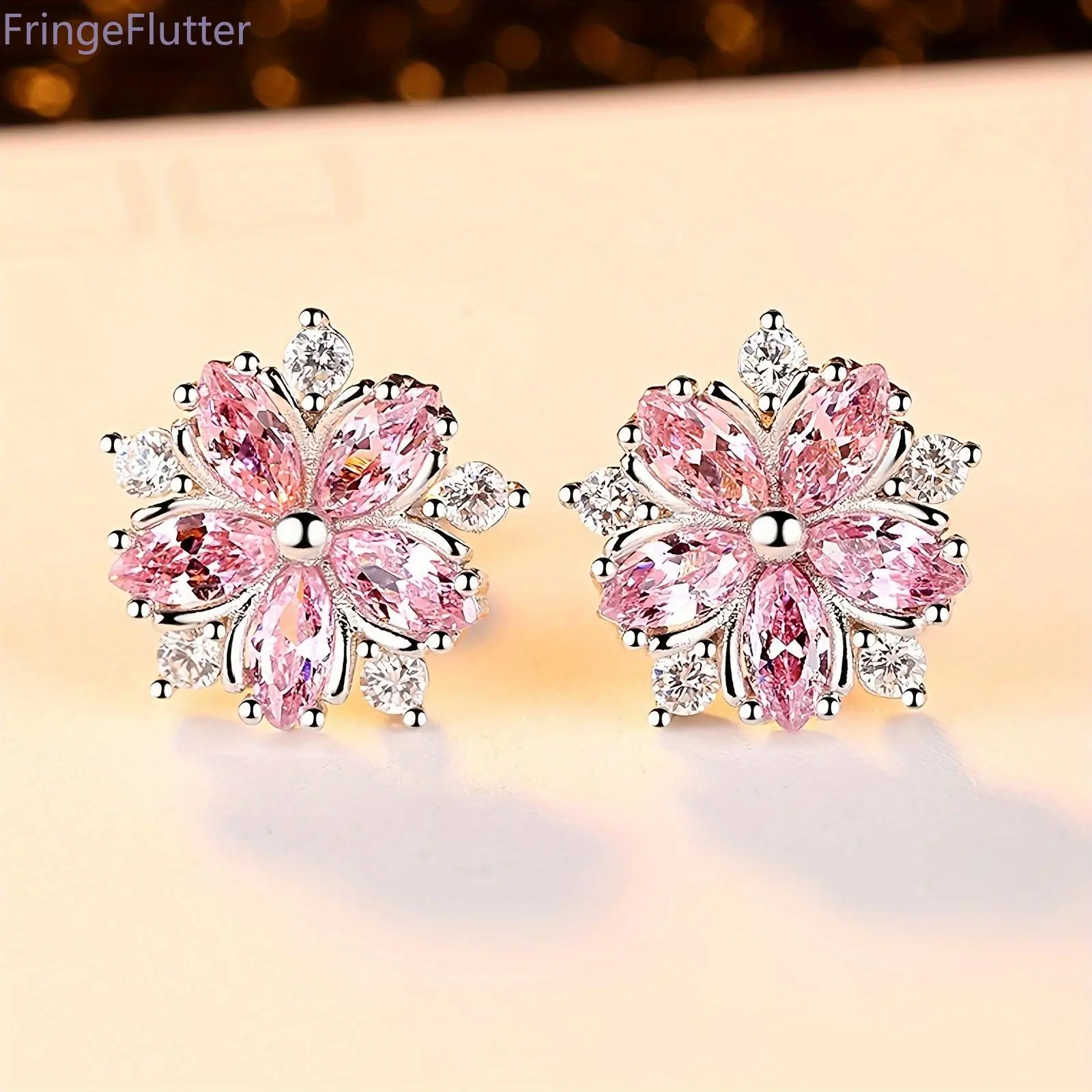 Women's Elegant Cherry Blossom Stud Earrings - Hypoallergenic Post Earrings, Delicate Pink Flowers, Post Backs for Female Casual Indoor Recreation (Indoor Recreation Equipment)