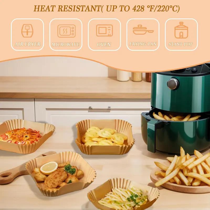 100Pcs Square Parchment Paper Liners, 6.1IN Non-Stick Unbleached Baking Sheets, Oilproof Waterproof Disposable Kitchen Liners for Air Fryer Microwave Bakeware