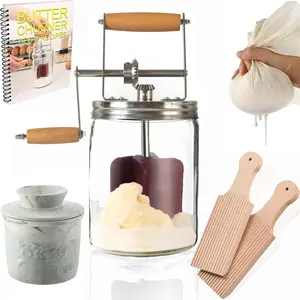 Dazey Butter Churn- Cheese Cloth and Beech Wood BUTTER PADDLES INCLUDED- Hand Crank Butter Churner- Manual Butter Maker- Create Delicious Homemade Butter With Your Own Hand Crank Dazey Butter Churner