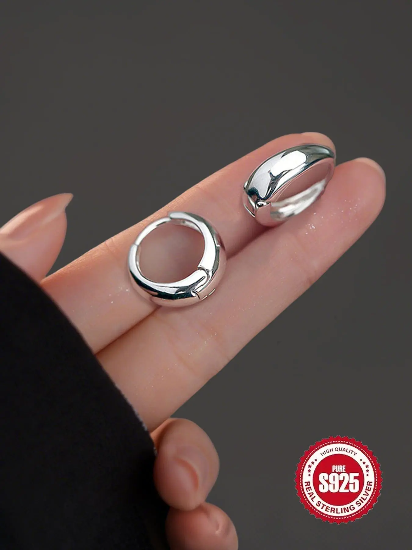 S925 Sterling Silver Simple Round Hoop Earrings, High Quality Earrings, Elegant Minimalist Earrings, Dainty Lightweight Hoops, Fashionable Earrings for Women & Girls, Trendy All-match & Exquisite Jewelry for Birthday Gift, Classic Style Earrings