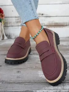 Women's Thick Sole Platform Loafers Walking Shoes Comfortable Shoes Wide Fit Round Toe Slip-On Casual Modern Style All Seasons Footwear