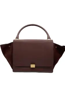 Pre-owned Celine Vintage Burgundy Calfskin & Suede Trim Trapeze Handbag/KH04221045/1045
