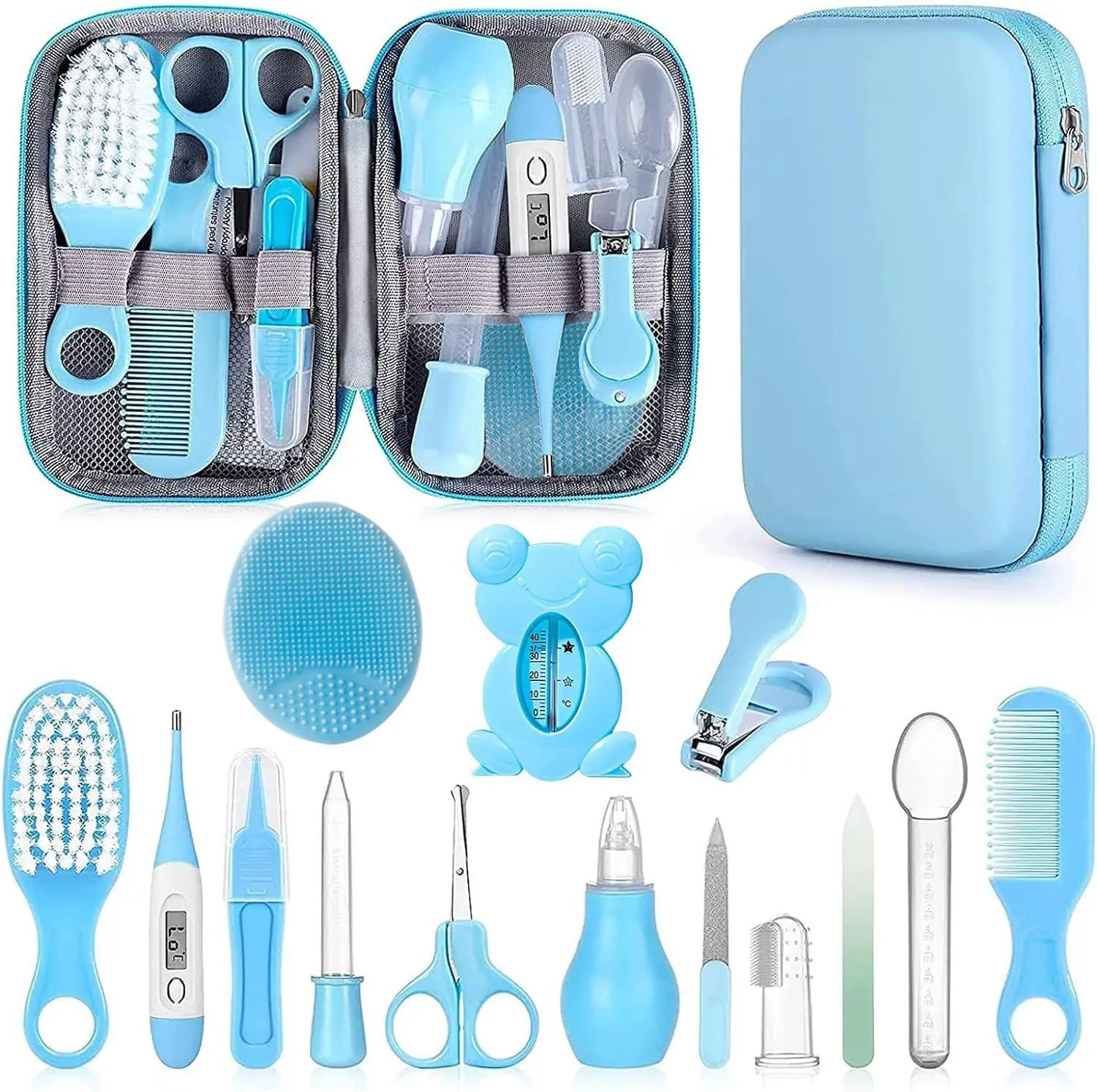 Baby Healthcare And Grooming Kit, 14 in 1 Baby Electric Nail Trimmer Set Newborn Nursery Health Care Set for Newborn Infant Toddlers Baby Boys Girls Kids Haircut Tools,Baby Nasal Cleaner, Nail Clippers, Comb, Brush, Finger Covers, Toothbrush Set