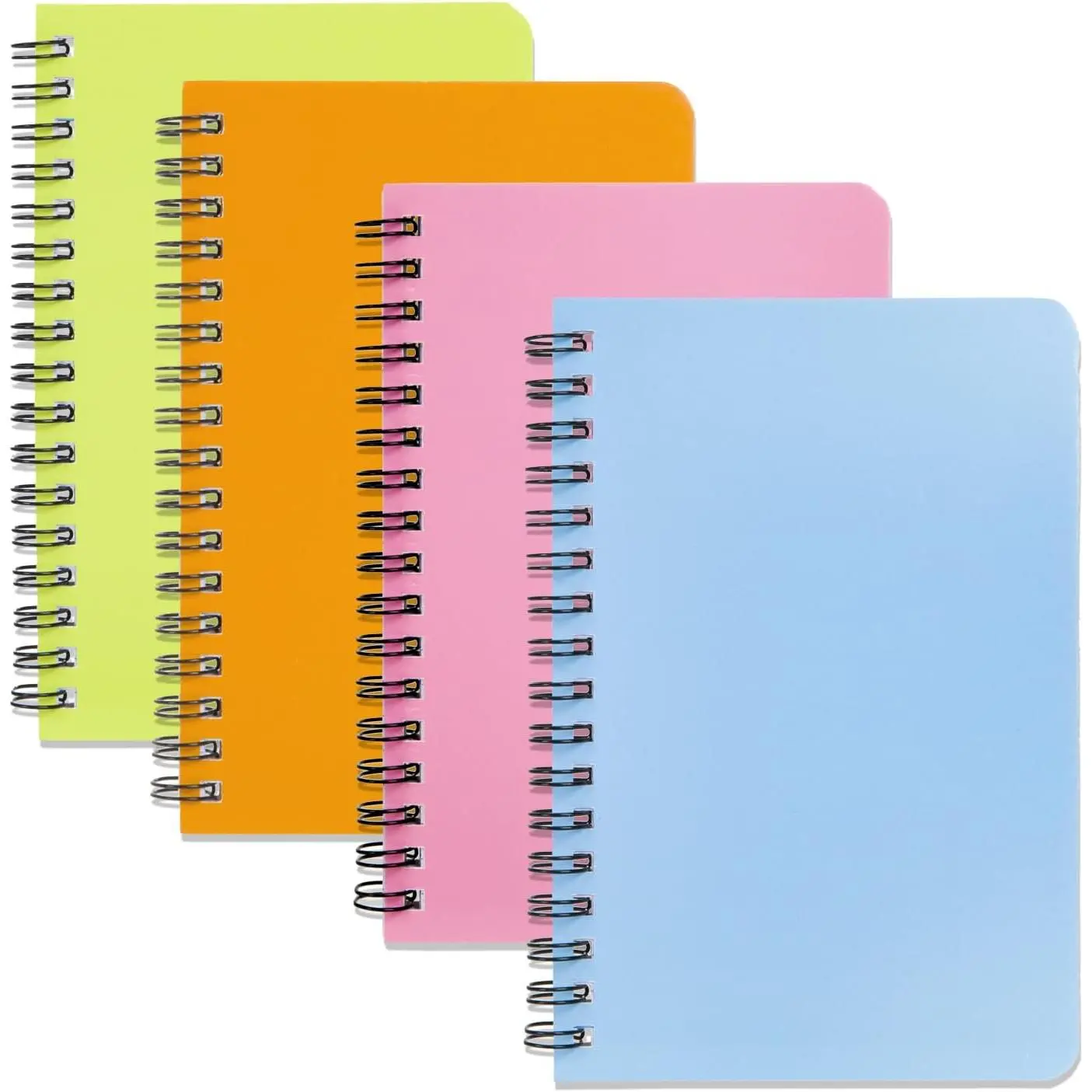 Spiral Notebook Journal 4-Pack, 4.2"x6.1" Pocket Writing Stationery, 50 Sheets/Book Office Supplies, Travel Diary Notebook for Students