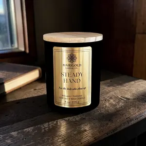 Steady Hand Father’s Day Candle | Masculine Mahogany Teakwood Candle Gift for Dad | Marigold Candle Co.