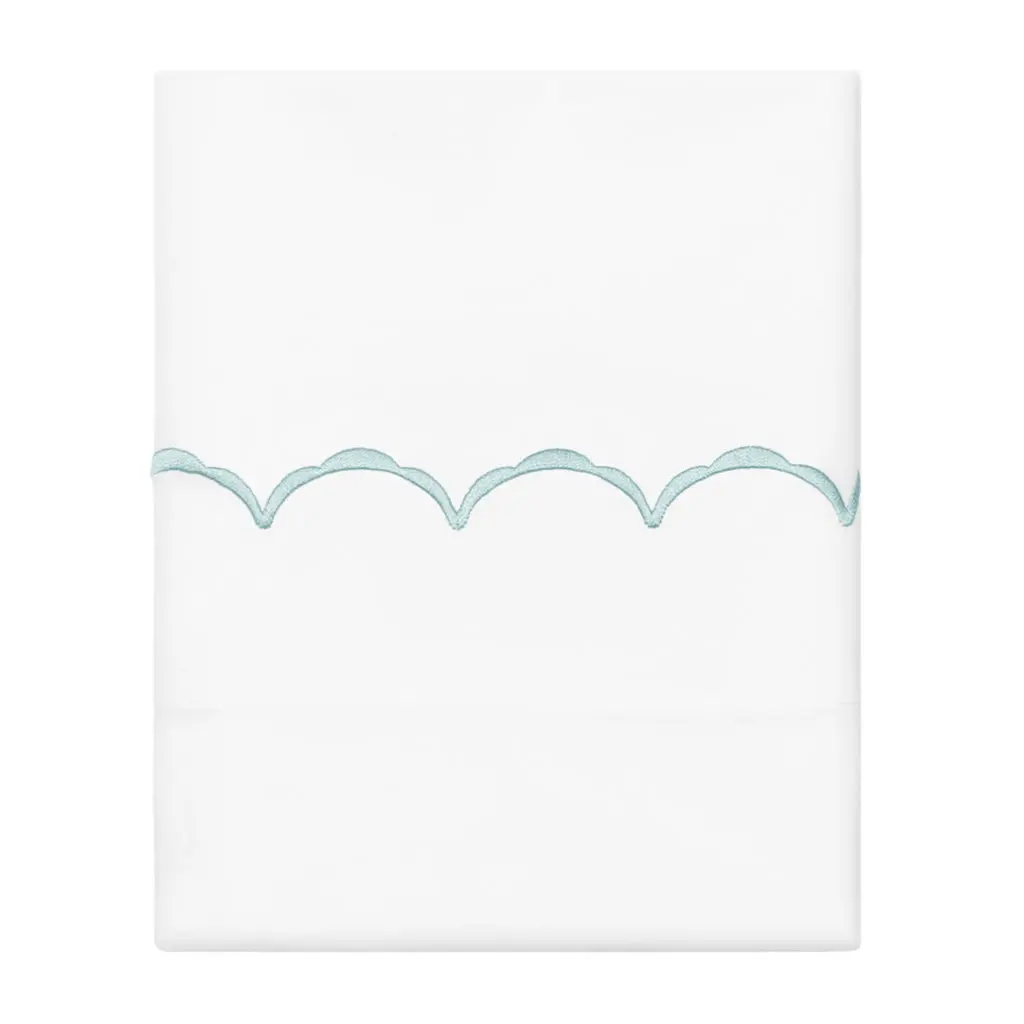 Porcelain Green Wavelet Embroidered Pillowcase Pair