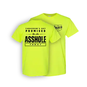 TOMORROWS NOT PROMISED | High visibility safety yellow orange work t-shirt menswear for Blue-Collar Workers | Funny | cotton | polyester | graphic tees | Apparel Top Black