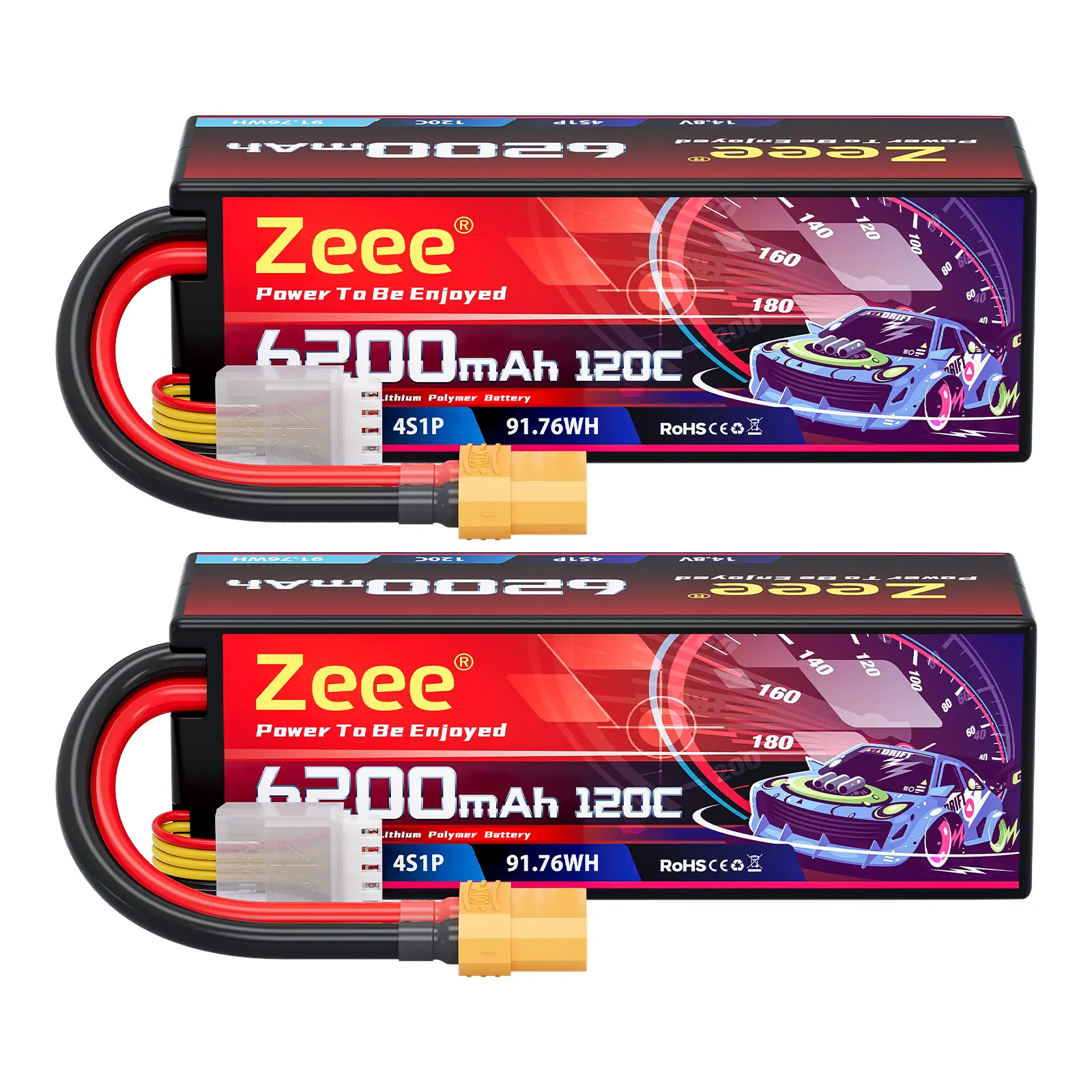 Zeee 4S Lipo Battery 6200mAh 14.8V 120C with XT90 Connector Hard Case RC Battery for Car Truck Tank RC Buggy Truggy RC Models(2 Pack) Traxxas 3-Cell High-Capacity Lipo Battery sledge  belted