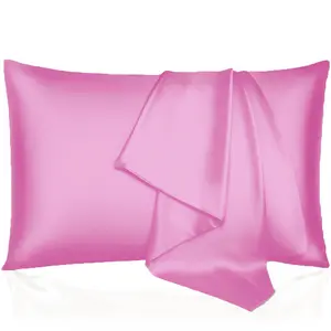 2Pcs Silk Pillowcase Gift Set, Solid Satin Smooth Texture, Skin and Hair Care Skin-friendly Cozy, Ideal for Holiday Gifting Daily Use
