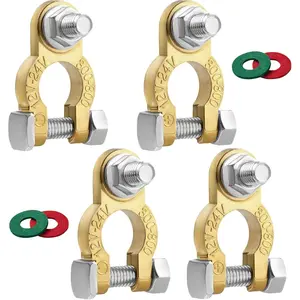 Battery Terminal Connectors 2 Pair, Battery Terminals M8 x 21mm Bolt, Battery Cable Ends Pure Copper with Anti-Corrosion Pad for Car RV Accessories Automotive Car Marine Battery by