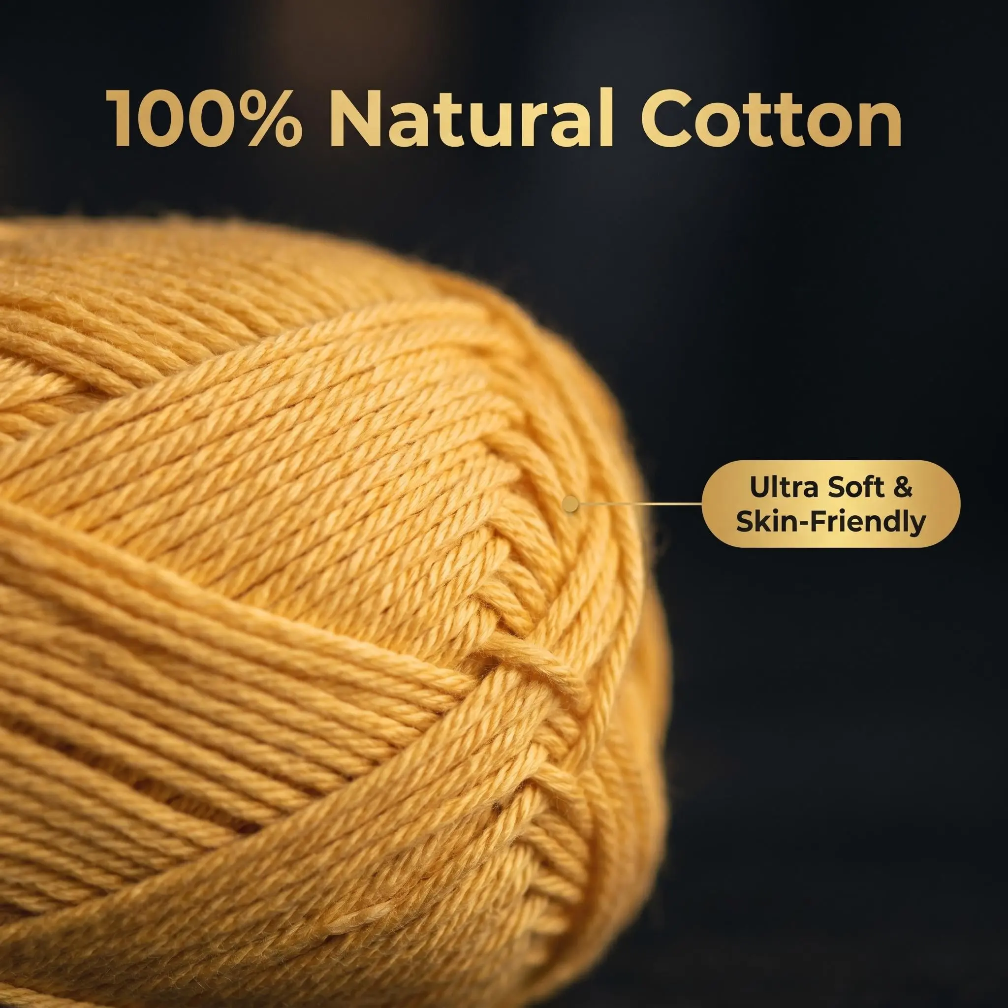 100% Pure Cotton Yarn - 250g (10×25g), 410M, Anti-Pilling, Natural Gentle Skin-Friendly Fiber Yarn, Ideal for Beginners, Braiding, Crafting, Mini Crochet, Crochet Doll Projects, Mini Crochet Yarn