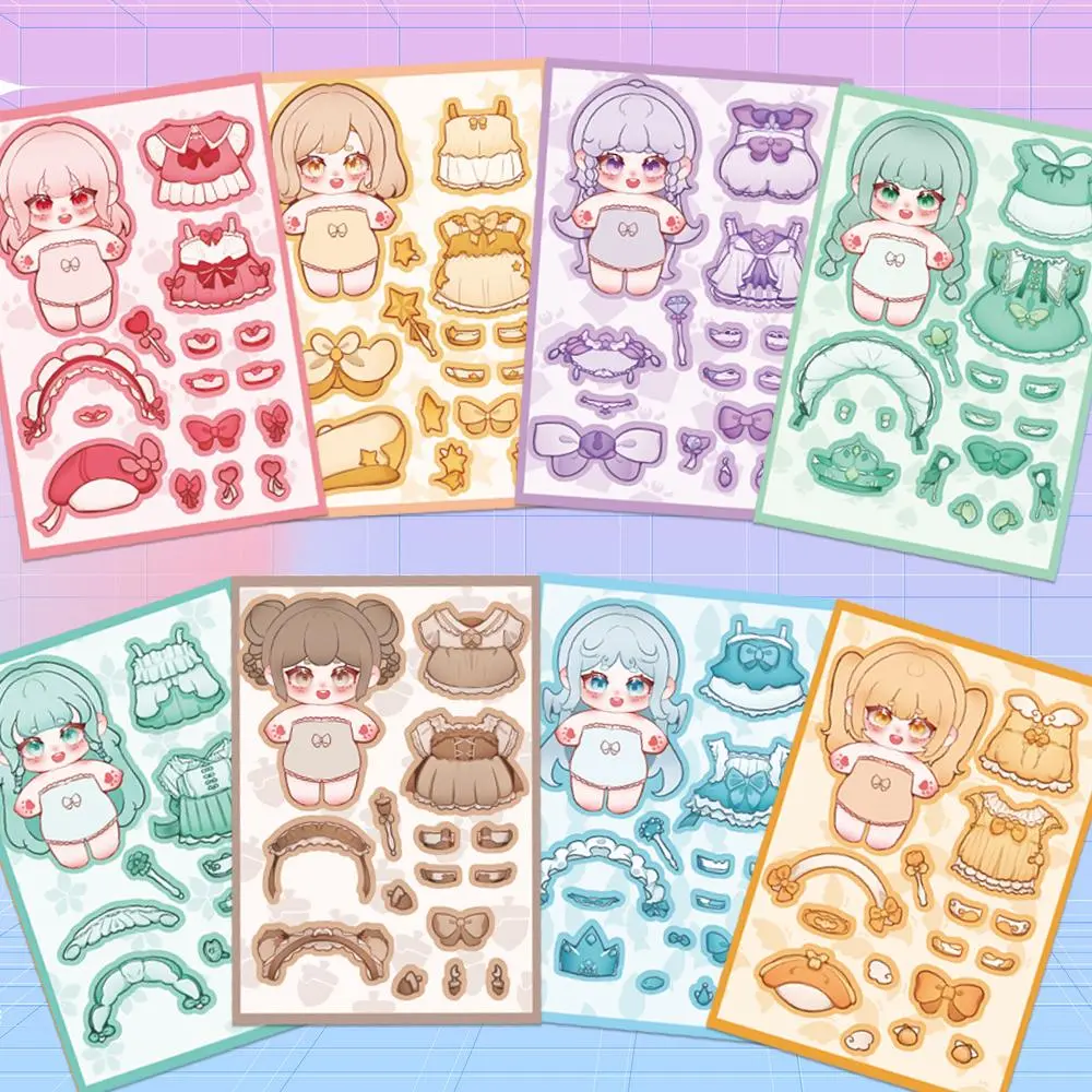 Cartoon Doll Pattern Sticker, 8 Sheets/set Cute Cartoon Doll Decorative Sticker, DIY Decals for Water Bottle, Laptop, Phone Case, Journal Making