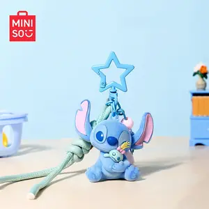 MINISO Disney Stitch Flocked Hug Keychain, Cute Scrump Plush Bag Charm, Kawaii Couple Accessory for Backpack, Car Key, Gift#Summervibes Stylish Keyring