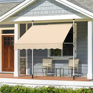 Costoffs Manual Retractable Awning With Adjustable Angle & Height, Water-Resistant Outdoor Shelter For Deck & Balcony