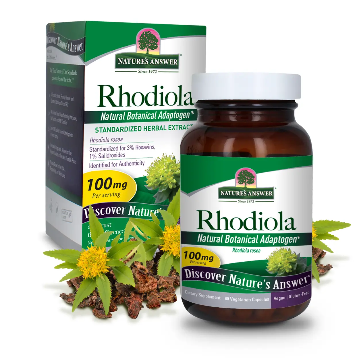Nature's Answer Rhodiola Root 100mg 60-Capsules | Adaptogen That Promotes Strength, Energy, Stamina, Endurance, and Mental Clarity | Gluten-Free, Non-GMO, Vegan | Single Count…