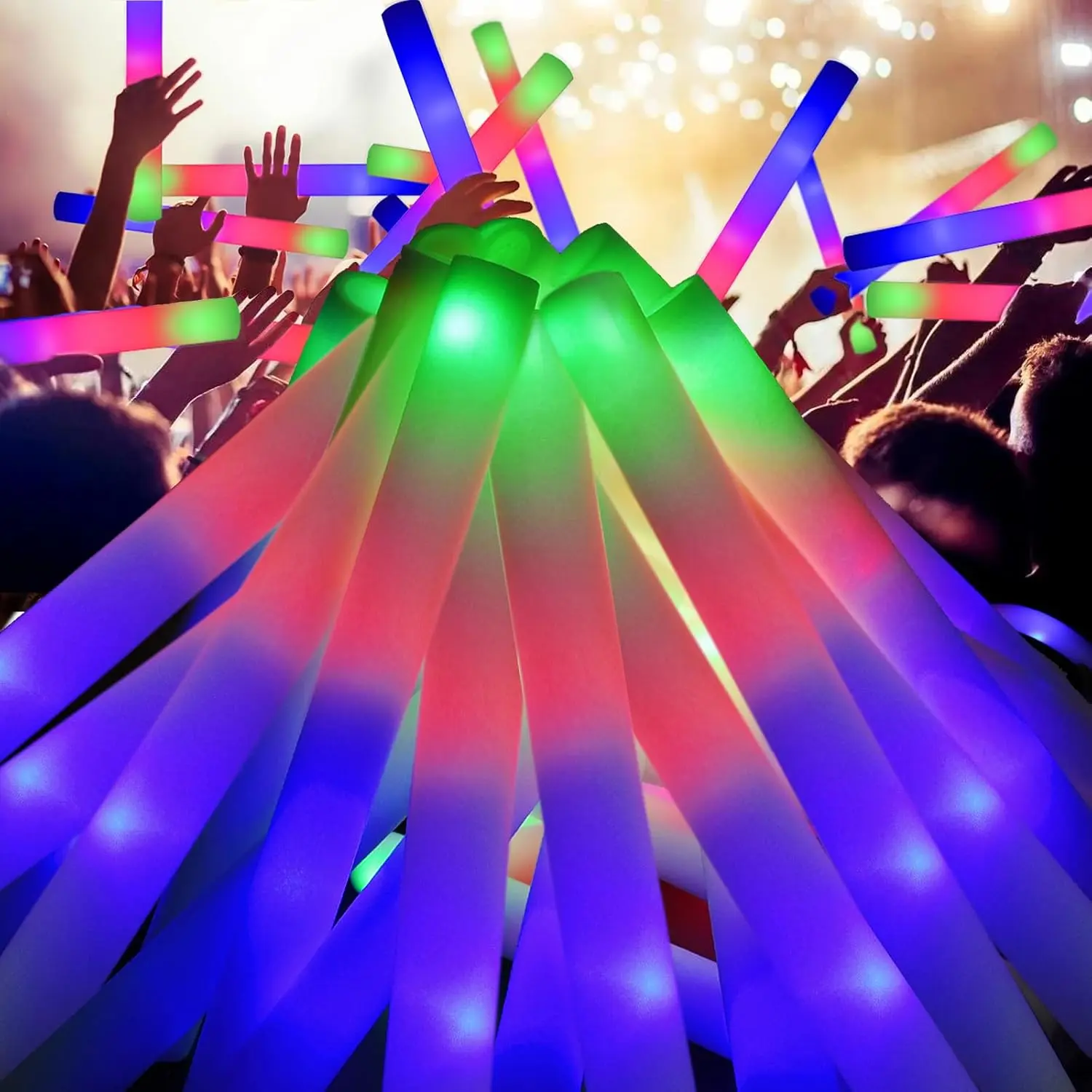 118PCS Foam Glow Sticks Bulk Pack, Foam Light Up Sticks, Light Up Foam Sticks, 3 Mode Colorful Flashing, Glow in The Dark Sticks for Wedding Halloween Christmas Concert Supplies