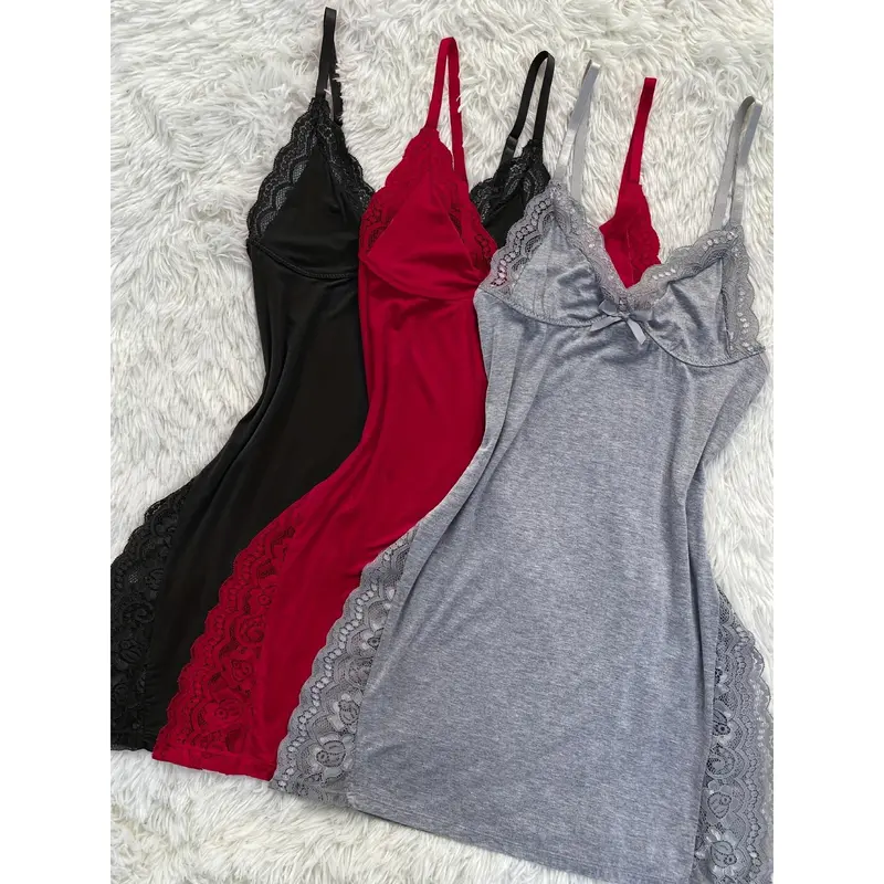 chinese dress ladies Womens Lace Camisole Dress Deep V-Neck Hollow Out Satin Mini Sleep Dress  Valentine's Day Split Sexy Underwear Pajamas White at Amazon Women's  Clothing store main image 0