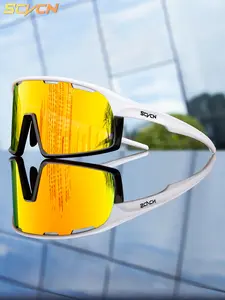 Sporty Unisex's Letter Pattern Cut Out Design Sunglasses, Sports Photochromic Windproof Active Goggles, Sports Eyewear