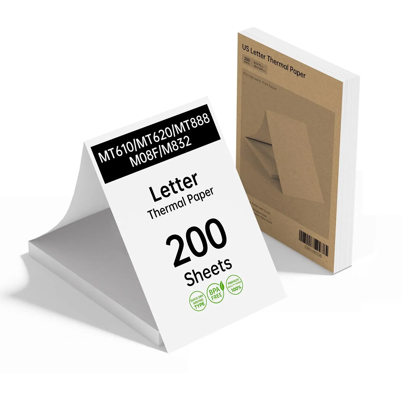 HPRT 200 Sheets Thermal Printer Paper 8.5 x 11 Inch, BPA Free Inkless Thermal Paper, US Letter Continuous Folding Thermal Paper with MT610 /MT620 /MT800/M08F, Compatible with iDPRT/HPRT/PRT Portable Printer ，college school supplies，Back-to-school shopping