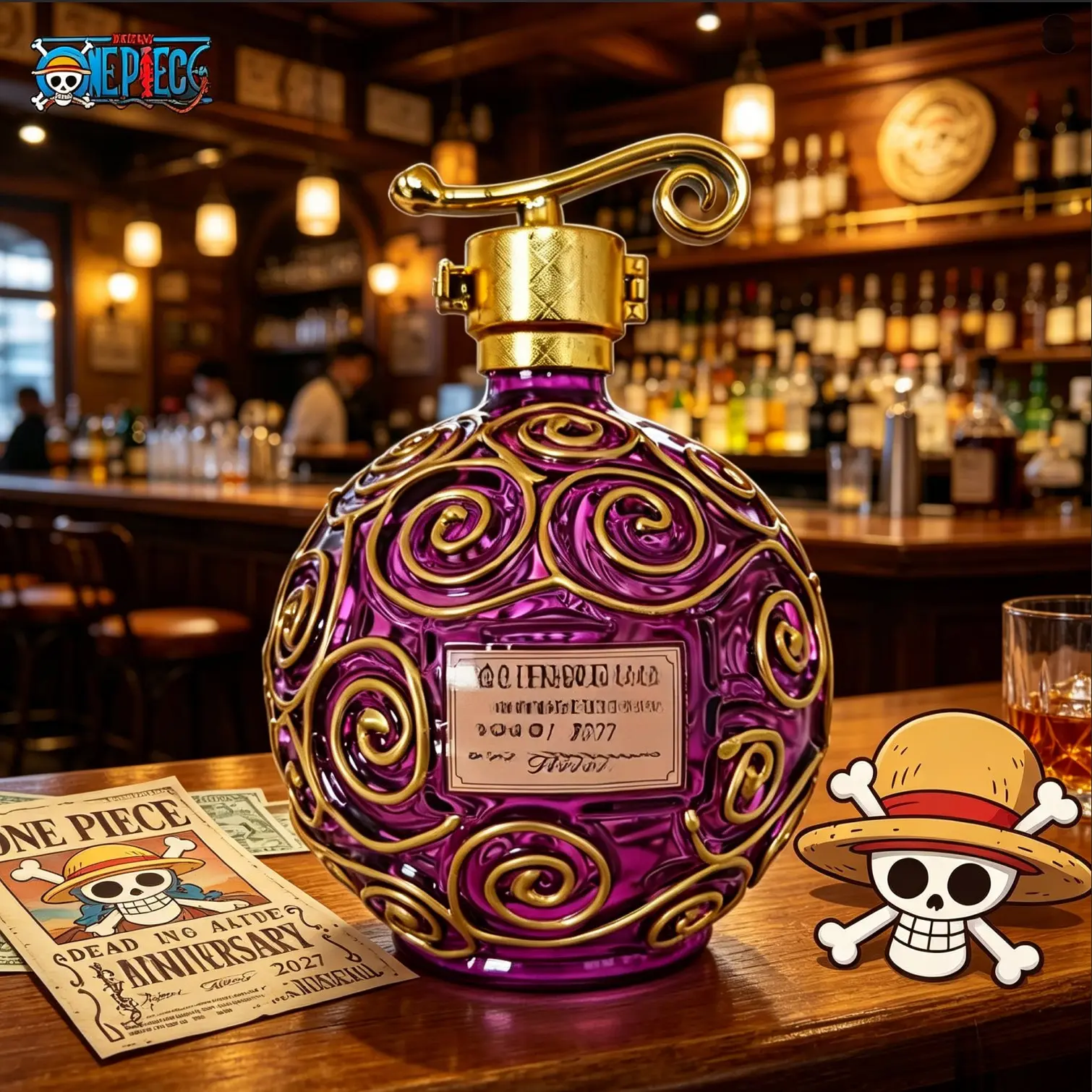 Anime Style Devil Fruit Glass Bottle, Glassware, Handcrafted Limited Edition Exclusive Rare Decor & Gifting, Premium Craft, Unique Collectible Item, Perfect Gift Idea, Decorative