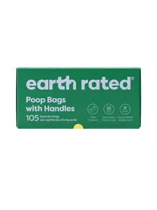 Earth Rated | Dog Poop Bags with Handles - 105 Count, Extra Wide Opening, Guaranteed Leak-Proof, Lavender Scented, Easy-to-Use, Refill Rolls Included