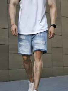 Men's Summer Distressed Denim Shorts, Five-Quarter Pants, Fashion, Casual Versatile Jeans, Men's Clothing