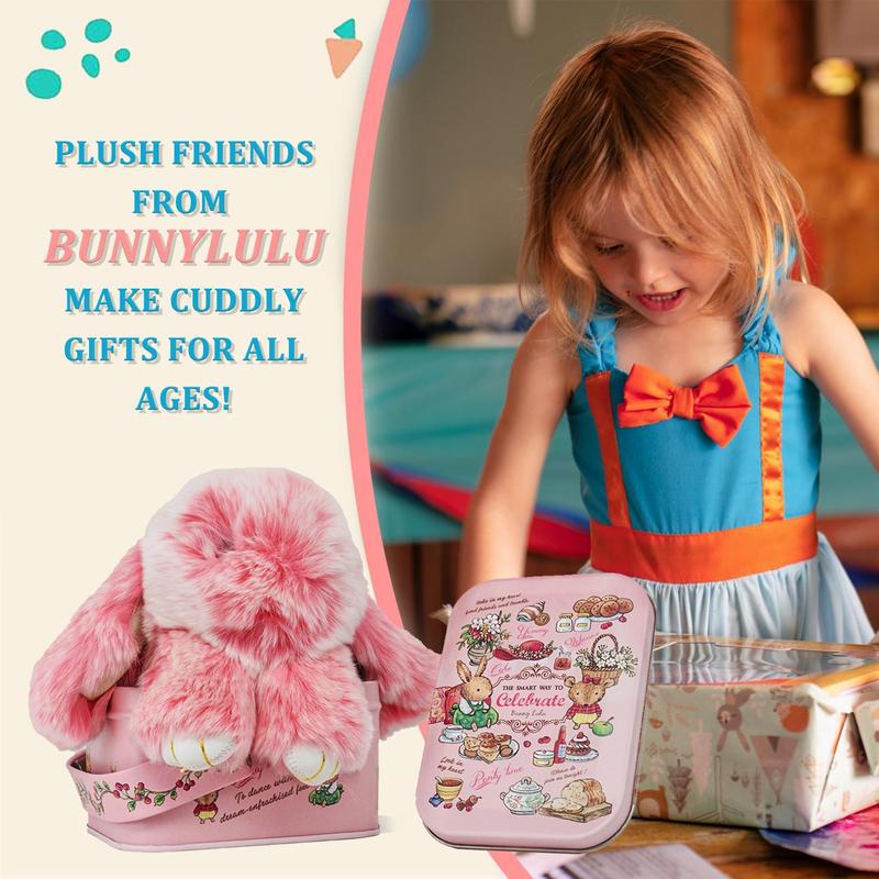 BunnyLulu Handmade Fluffy Bunny PomPom Keychain with Designed Tin Box, – Cute Christmas Gift, Travel Accessory & Birthday Present for Girls & Women