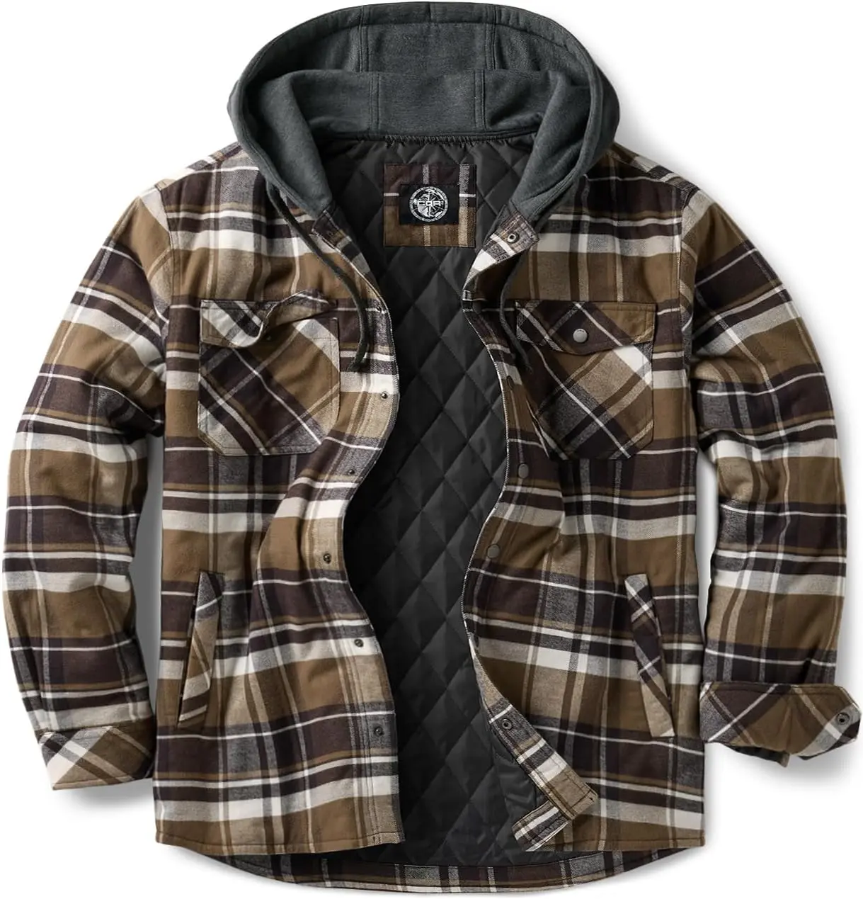 CQR Men'S Flannel Shirt Jacket Long Sleeve, Winter Warm Outdoor Casual Plaid Jacket Coat with Pockets