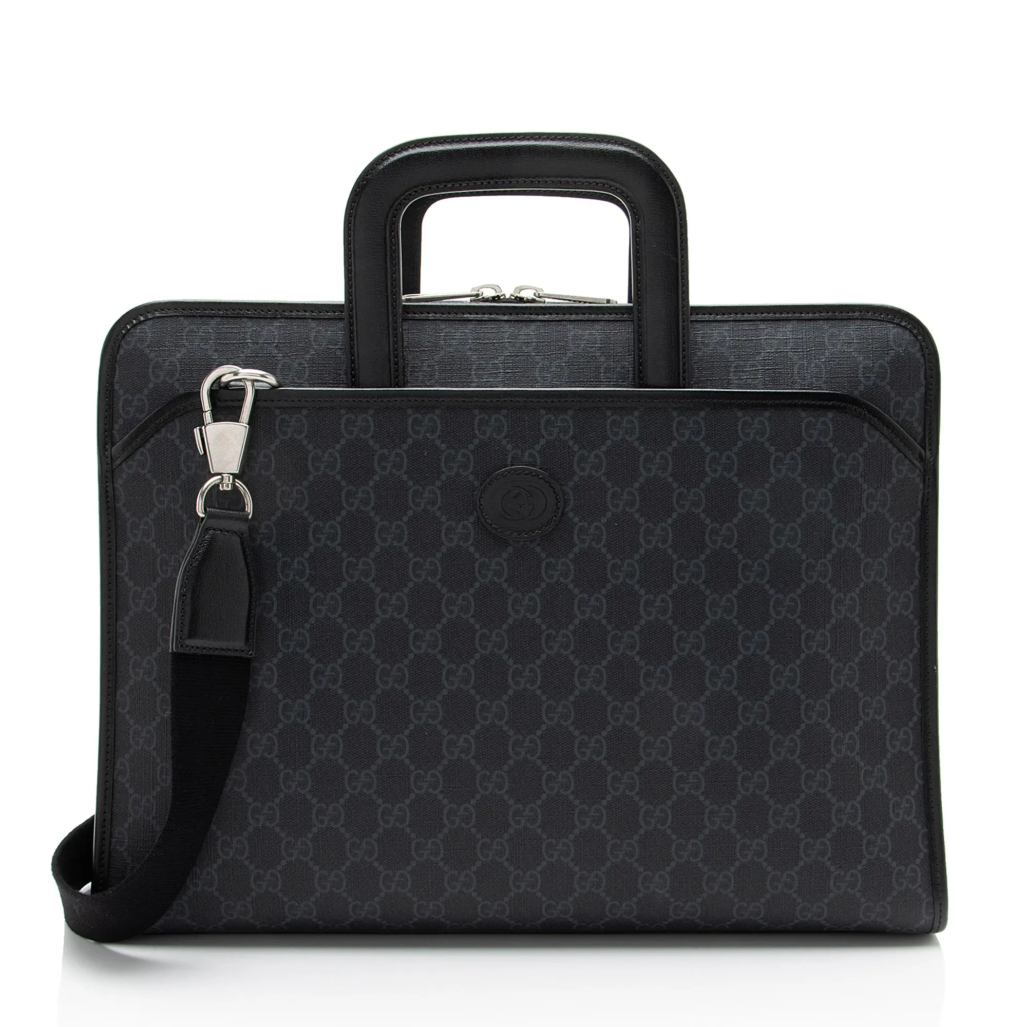 Pre-owned GUCCI Leather Briefcases GG Supreme Interlocking G Briefcase