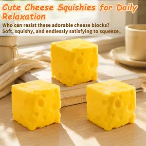 【Buy 1 Get 1 Free】Cheese Shaped Squishy Cube Block (1 PC, 5×5×5 cm) - Soft Stress Ball, Decompression Squeeze Toy for Teens, Stress Relief Fidgets, Easter Basket Stocking Stuffers