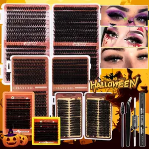Thick Individual Lash Cluster Set, Eyelash Clusters, Eyelash Extension, 50D-160D Mixed Style False Lashes, Volume Lashes, Natural Daily Wear, Mixed Lengths, Includes Lash Glue Tweezers & Brush, D Curl, Salon Quality, Beginner Friendly, Christmas