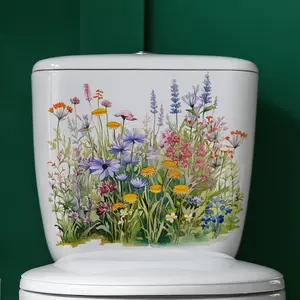 A piece of (30*30cm) spring flower cluster toilet sticker, bathroom decoration sticker, self-adhesive, Bathroom Decor Supplies M10243