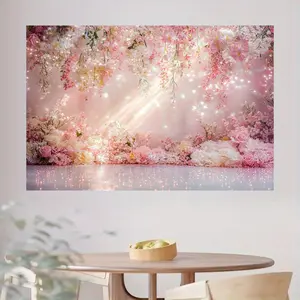 Photography Backdrop/Romantic Cherry Blossoms/No Power/Floral Background/Pink And White Flowers/Durable Polyester Fabric/Perfect for Weddings/Valentine's Day