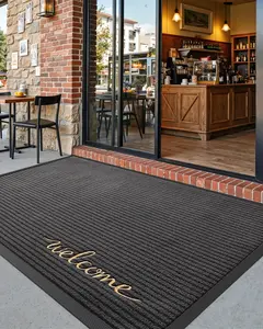 DEXI Front Door Mat Outside Entrance, 2x3 ft Rubber Entry Doormat Heavy Duty, Non Slip Welcome Mats for Inside House Floor Entryway Exterior Patio, Welcome Grey