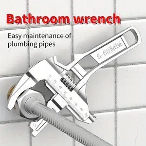 Local Warehouse Delivery Multifunctional Adjustable Water Pipe Wrench for Faucet, Shower, and Pipe Repair - Heavy Duty Non-Slip Handle Stainless Steel Bathroom Tool Kit - Leak Repair, DIY Home Maintenance, Durable and Easy-to-Use Design