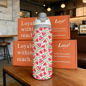 Loyr 32oz Insulated Tumbler with Straw, Fun Watermelon Pattern, Stainless Steel, Perfect Gift for Men and Women, Outdoor Sports, Home Use