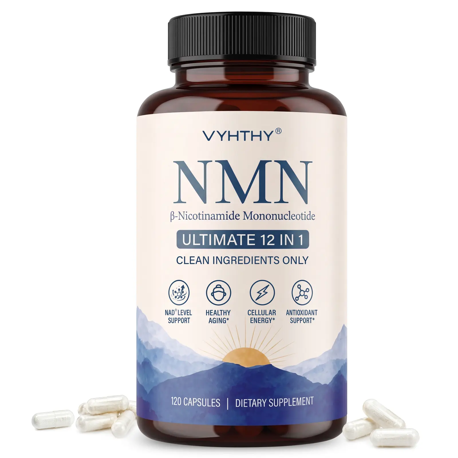 VYHTHY Liposomal NMN 12 in 1 Complex Supplement 1000mg - Ultimate 12-in-1 NAD+ Booster with Trans-Resveratrol, TMG, CoQ10 & Glutathione - Cellular Energy, Healthy Aging - 120 Capsules