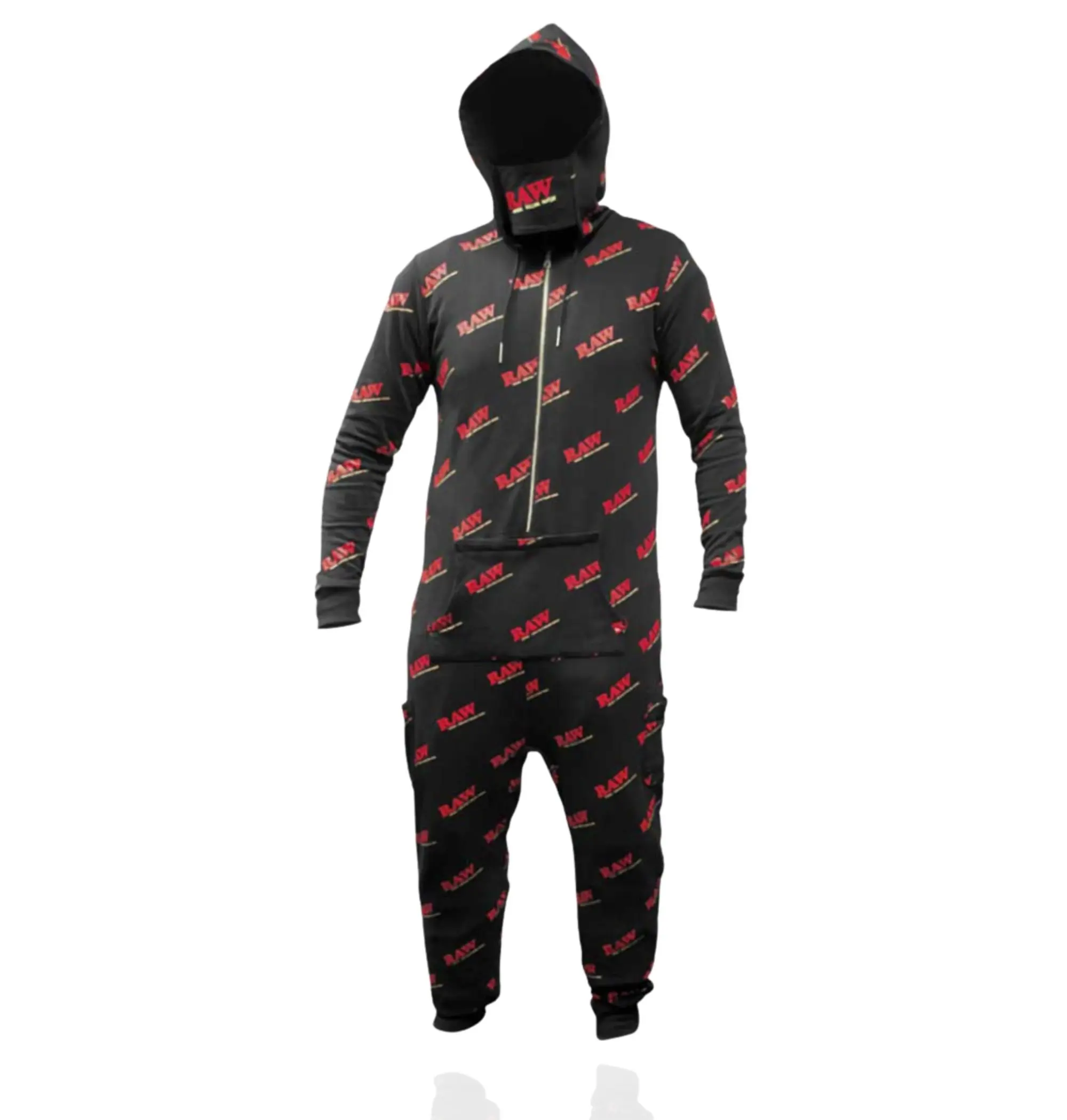 Spacesuit Black with Red Logo - Hooded Zip-Up Jumpsuit for Ultimate Comfort and Style