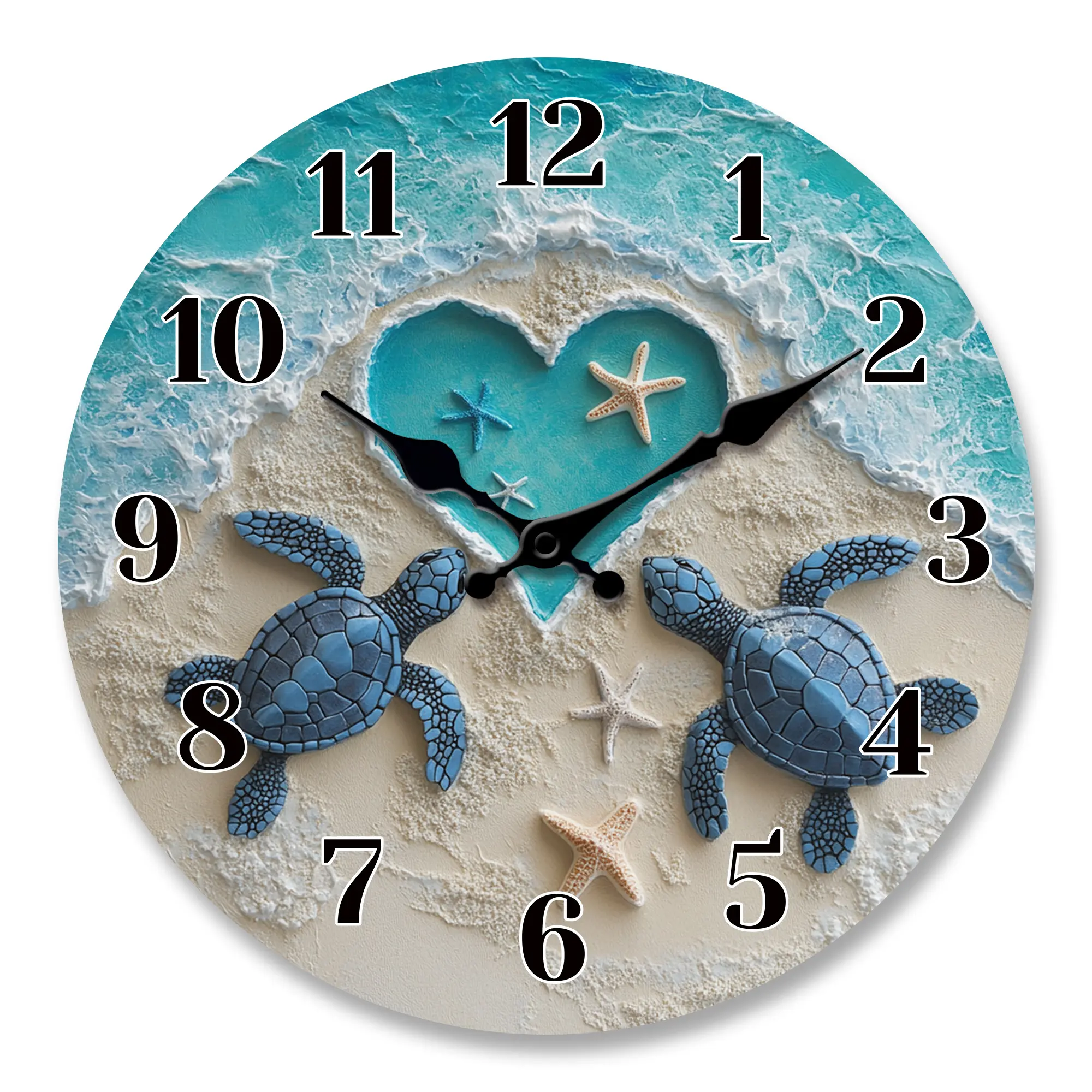 A Love-Themed Wall Clock Featuring a Turtle And Heart-Shaped Ocean Design, Powered by Batteries And Silent, Making It Perfect for Decorating Bedrooms And Living Rooms. It'S an Excellent Gift for Valentine'S Day, Anniversaries