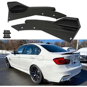 2PCS Universal Rear Bumper Lip Diffuser Splitter Canard Protector Front Bumper Lip Body Kit Front Bumper Side Skirt Spoiler Splitter (Black)