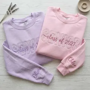 [Custom Name] Embroidered Senior Sweatshirt, Class of 2027, Personalized Cheer Gift, Coquette Crewneck