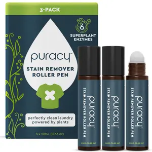 Puracy Stain Remover, Natural Based Travel and Laundry Stain Cleaner for Clothes, Baby Essentials, Kids Stains, Oil and Fabric Spot Cleaner, Unscented (Stain Remover Pen, 10 ml (3-pack)